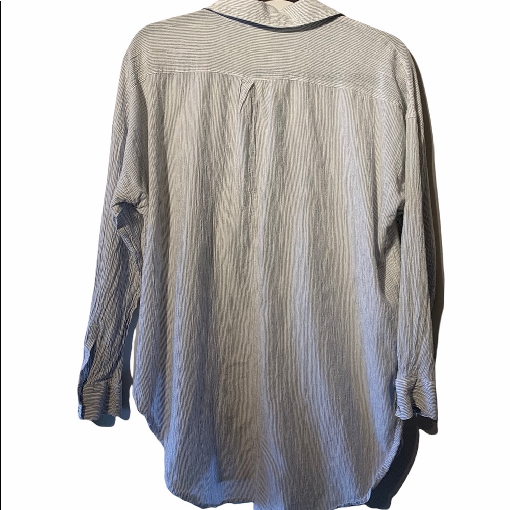 Eileen Fisher Striped Button-Up Crinkled Blouse - Picture 5 of 10